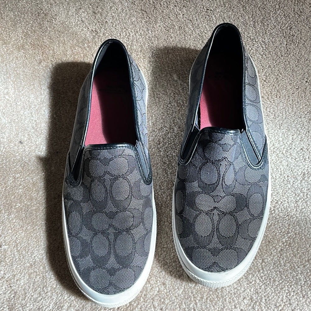 Coach Chrissy slip on sneakers 8.5 grey black gently worn